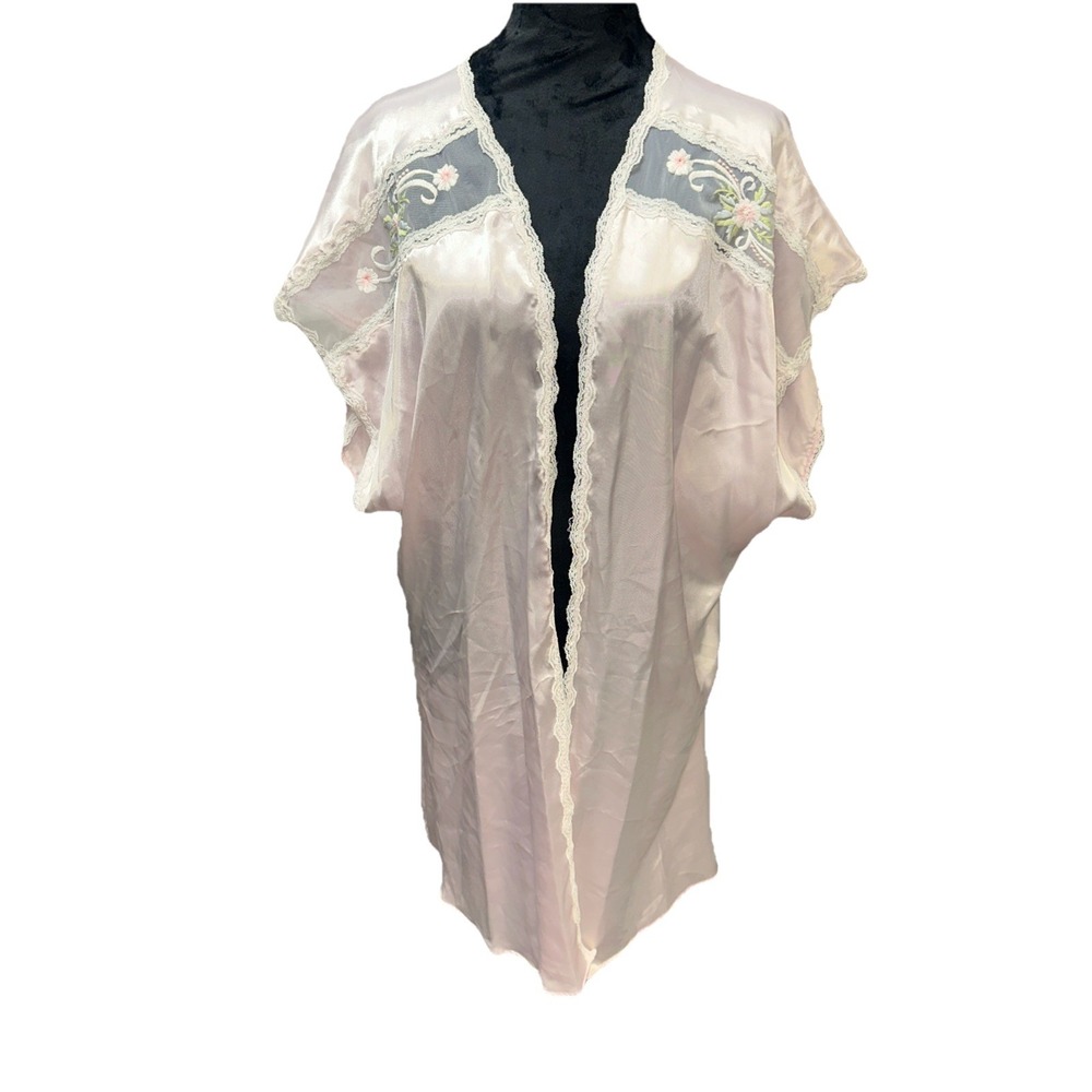 Vintage‎ Val Mode Robe Lace Sheer Lingerie Open Gown Bridal Sexy Embroidered